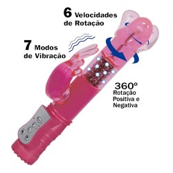 Vibrador Rotativo Liso 7 Vibrações com Rotação 360º Recarregável